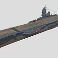 Aircraft Carrier With Long Flight Deck And Military Aircraft On Deck