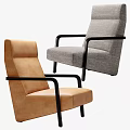 Modern Lounge Chairs With Tan Leather Gray Fabric And Black Metal Arms Frame Design