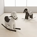 Building Block Rocking Horses White And Black Design For Children Playroom Interior