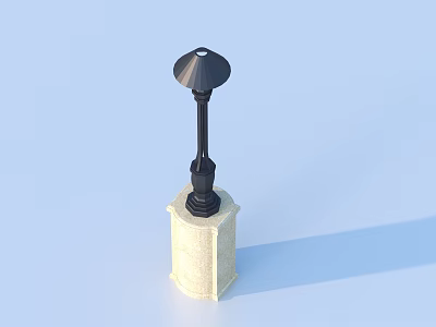 Black Outdoor Light With Round Shade And Beige Square Base For Garden Yard 3d model