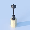 Black Outdoor Light With Round Shade And Beige Square Base For Garden Yard