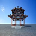 Two Traditional Chinese Pavilions Featuring Curved Roofs Wooden Structures And Stone Bases