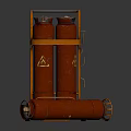 Commercial Gas Cylinder Cart With Red Cylinders Orange Frame And Wheels