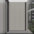 Modern Balcony Cabinet With Sleek White Finish In Sunlit Space By Window With Greenery View