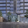 Modern High Rise Residential Building With Glass Curtain Walls And Surrounding Greenery And Water Features