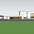 Modern Geometric Sales Office Building With Large Glass Windows And White Exterior