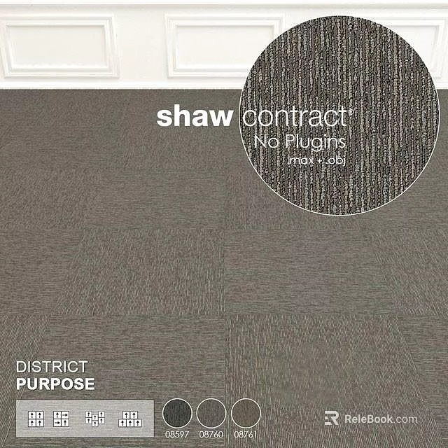 Shaw Contract No Plains District Purpose Square Gray Textured Commercial Carpet 3d model 