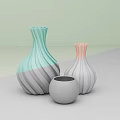 Modern Minimalist Decorative Vases with Light Green and Pink Striped Design