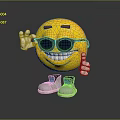 Yellow Smiley Emoji Character Wearing Sunglasses With White Hands Gray Shoes Waving Thumbs Up