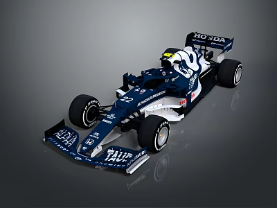 Blue And White Formula 1 Racing Car With AT&T Paul Sponsorship And Streamlined Design 3d model