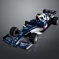 Blue And White Formula 1 Racing Car With AT&T Paul Sponsorship And Streamlined Design
