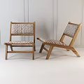 Modern Wooden Chair With Woven Seat Backrest And Natural Wood Frame
