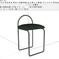 Modern Bar Stool With Black Metal Frame And Green Cushion Seat