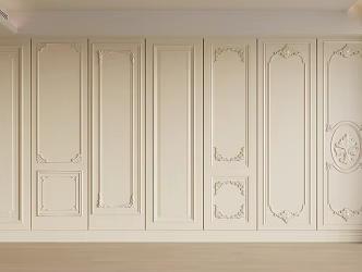 French clapboard gypsum line background wall carved 3d model