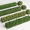 Modern Shrub Hedgerow Square Shrub Greenbelt Plant Combination 3d model