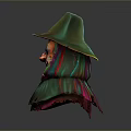 A Magical Witch Woman With Green Pointed Hat And Green Cloak Colorful Details