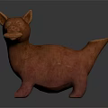 Reddish Brown Terracotta Dog Sculpture Carving with Ancient Design and Decorative Spout
