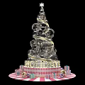 Silver Spiral Christmas Tree Photo Spot With Gift Boxes And Red White Striped Base
