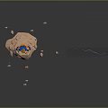 Super Saiyan Game Character Blonde Hair Blue Shirt Orange Pants Standing On Rock With Debris