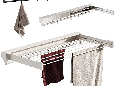Stainless Steel Kitchen Cabinet With Hanging Towel Rack And Storage Shelf 3d model