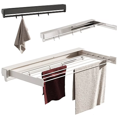 Stainless Steel Kitchen Cabinet With Hanging Towel Rack And Storage Shelf 3d model