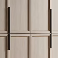Modern Minimalist Gray Wardrobe With Paneled Doors And Sleek Black Metal Handles