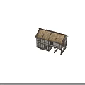 Traditional Ancient Building With Thatched Roof Wooden Frame Structure Stone Steps And Interior Details Design