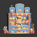 CakeShop Commercial Display Cabinet With Desserts Teddy Bear And Decorative Elements