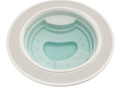 Stylish Round Bathtub Featuring White Textured Edge Light Blue Interior And Small Massage Holes 3d model