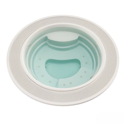Stylish Round Bathtub Featuring White Textured Edge Light Blue Interior And Small Massage Holes 3d model