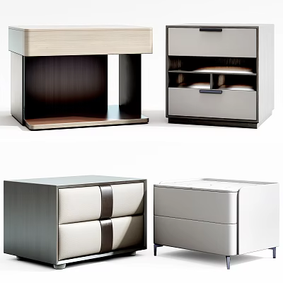 Modern Bedside Tables With Drawers And Upholstered Details For Bedroom Design 3d model