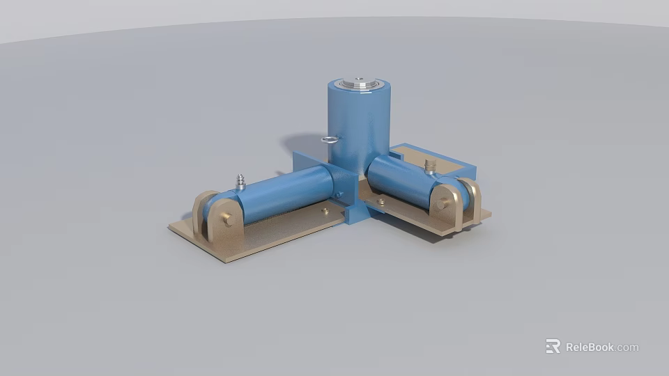Industrial Equipment With Blue Cylindrical Components And Metal Base Structure 3d model 
