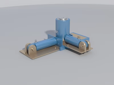 Industrial Equipment With Blue Cylindrical Components And Metal Base Structure 3d model