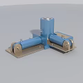 Industrial Equipment With Blue Cylindrical Components And Metal Base Structure