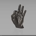 Artistic Bronze Hand Sculpture Displaying Peace Sign Gesture With Glossy Surface