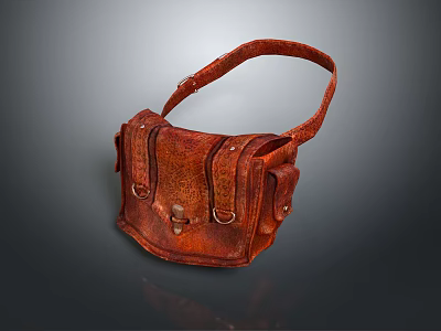 Vintage Brown Leather Shoulder Bag With Adjustable Strap And Metal Buckle Design 3d model
