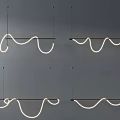 Modern Curved LED Chandeliers with Hanging Metal Frame and Warm Glow