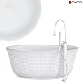 Modern Freestanding Bathtub Design With White Tub And Chrome Faucet Fixtures