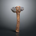 Handcrafted Primitive Hammer With Stone Head Wooden Handle And Rope Binding