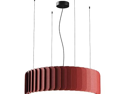 Modern Red Pleated Chandelier with Folded Fabric Shade Hanging from Ceiling for Contemporary Interior Spaces 3d model