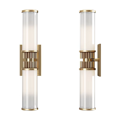 Modern Sleek Wall Lamps With White Glass Cylinder And Gold Metal Base 3d model