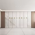 Modern Elevator Lobby Design With Marble Walls White Flooring And Windows 3d model