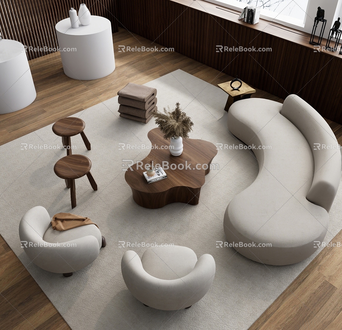 The combination of the sofa and tea table model