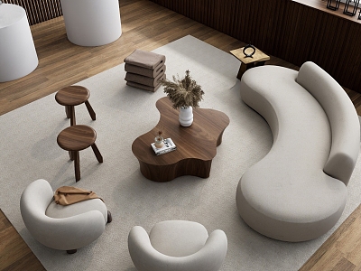 The combination of the sofa and tea table model