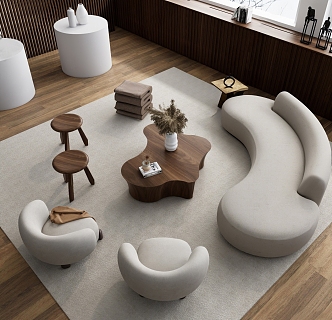 The combination of the sofa and tea table 3d model