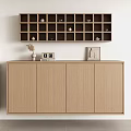 Modern Wooden Entryway Cabinet And Side Cabinet With Upper Grid Shelf Decorative Vase Photo Frames