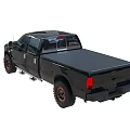 Ford Black Pickup Truck With Double Cab Off Road Tires And Side Steps