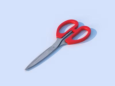 Red Handle Household Scissors With Sharp Metal Blades For Daily Use 3d model