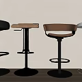 Four Stylish Bar Stools With Metal Bases And Footrests In Modern Interior