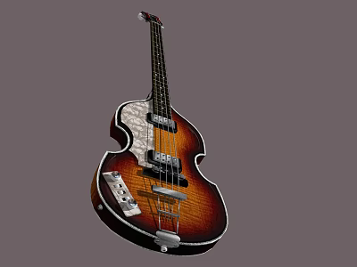 Classic Electric Bass Guitar With Sunburst Finish And Smooth Neck Design Details 3d model